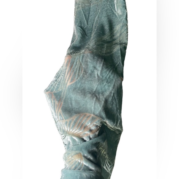 a new day | Turquoise Velour Sheer Foliage Pattern Coverup - Picture 2 of 5